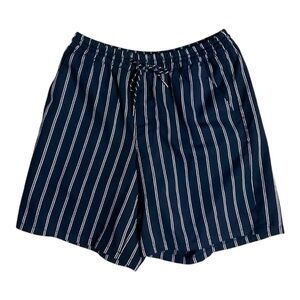 🌀 ASOS Navy White Pinstripe Drawstring Shorts Sz 30‎